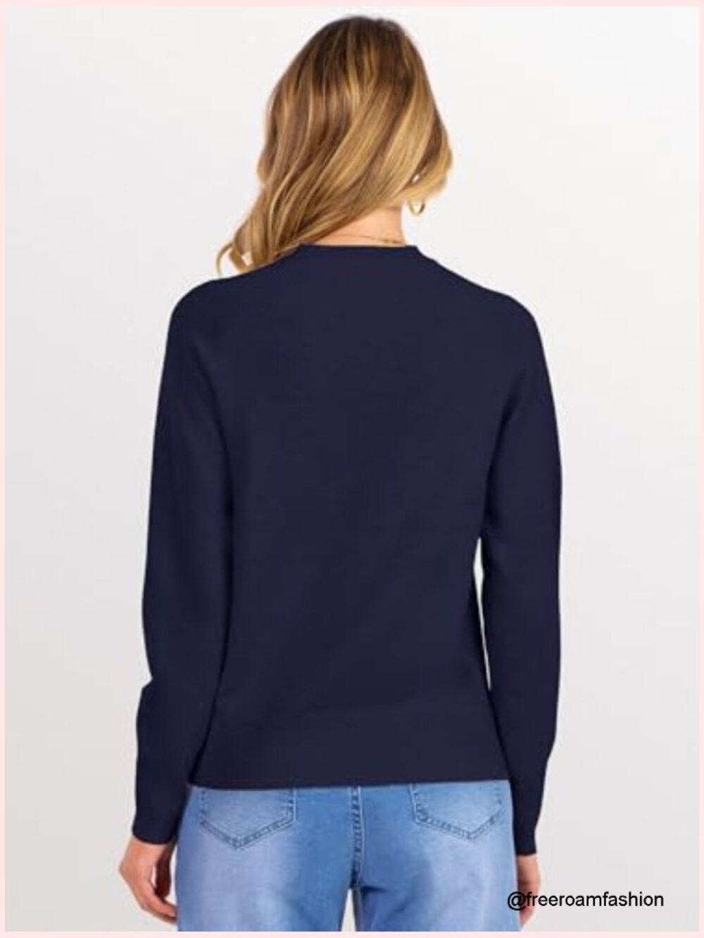 Long Sleeve Crewneck Loose Fit Lightweight Knit Pullover Sweater - Picture 5 of 7